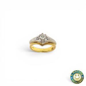 Anello Oro Giallo e Bianco con Diamanti