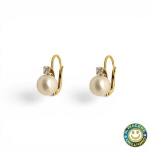 Orecchino Oro Giallo Perla e Zircone