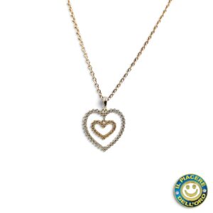 Collana Oro Giallo e Bianco con Ciondolo Cuore