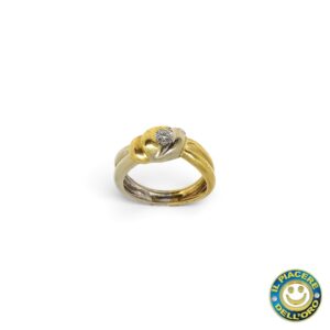 Anello Oro Bianco e Giallo con Diamante
